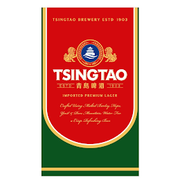 TSINGTAO ESTD 1903 TSINGTAO BREWERY ESTD 1903 IMPORTED PREMIUM LAGER CRAFTED USING MALTED BARLEY, HOPS, YEAST & PURE MOUNTAIN WATER FOR A CRISP REFRESHING BEER