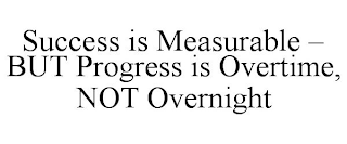 SUCCESS IS MEASURABLE - BUT PROGRESS IS OVERTIME, NOT OVERNIGHT