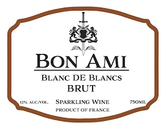 BON AMI SPARKLING WINE BLANC DE BLANCS BRUT PRODUCT OF FRANCE 12% ALC/VOL 750MP