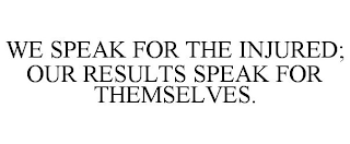 WE SPEAK FOR THE INJURED; OUR RESULTS SPEAK FOR THEMSELVES.