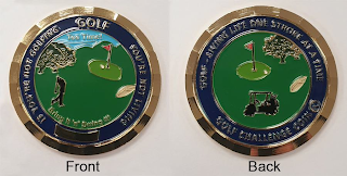 IF YOU'RE NOT GOLFING GOLF YOU'RE NOT LIVING TEE TIME! 1 BRING IT AND SWING IT! GOLF LIVING LIFE ONE STROKE AT A TIME GOLF CHALLENGE COIN 18