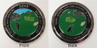 IF YOU'RE NOT GOLFING GOLF YOU'RE NOT LIVING 1 GOLF LIVING LIFE ONE STROKE AT A TIME GOLF CHALLENGE COIN 18