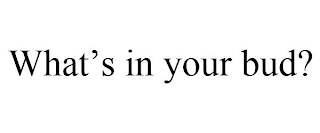 WHAT'S IN YOUR BUD?