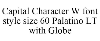 CAPITAL CHARACTER W FONT STYLE SIZE 60 PALATINO LT WITH GLOBE