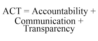 ACT = ACCOUNTABILITY + COMMUNICATION + TRANSPARENCY