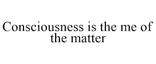 CONSCIOUSNESS IS THE ME OF THE MATTER