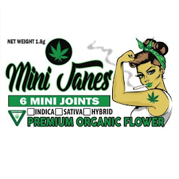 MINI JANES 6 MINI JOINTS INDICA SATIVA HYBRID PREMIUM ORGANIC FLOWER NET WEIGHT 1.8G