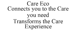 CARE ECO CONNECTS YOU TO THE CARE YOU NEED TRANSFORMS THE CARE EXPERIENCE