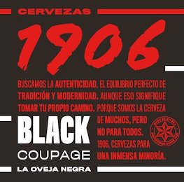 CERVEZAS 1906 BUSCAMOS LA AUTENTICIDAD,EL EQUILIBRIO PERFECTO DE TRADICIÓN Y MODERNIDAD. AUNQUE ESO SIGNIFIQUE TOMAR TU PROPIO CAMINO. PORQUE SOMOS LA CERVEZA DE MUCHOS, PERO NO PARA TODOS. 1906, CERVEZAS PARA UNA INMENSA MINORÍA. BLACK COUPAGE LA OVEJA NEGRA. HIJOS DE RIVERA CERVECEROS DESDE 1906