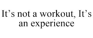 IT'S NOT A WORKOUT, IT'S AN EXPERIENCE