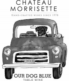 CHATEAU MORRISETTE HAND-CRAFTED WINES SINCE 1978 ODB CMODB OUR DOG BLUE TABLE WINE