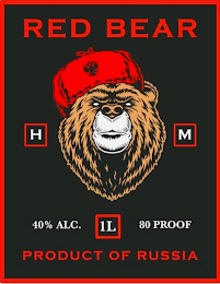 RED BEAR H M 40% ALC. 1L 80 PROOF PRODUCT OF RUSSIA