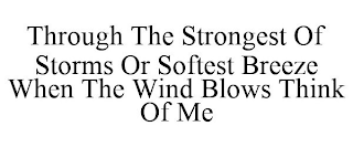 THROUGH THE STRONGEST OF STORMS OR SOFTEST BREEZE WHEN THE WIND BLOWS THINK OF ME