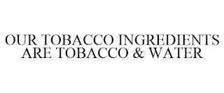 OUR TOBACCO INGREDIENTS ARE TOBACCO & WATER