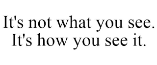 IT'S NOT WHAT YOU SEE. IT'S HOW YOU SEE IT.