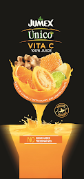 JUMEX ÚNICO VITA C 100% JUICE SOURCE OFVITAMIN C WITH HONEY AND GINGER EXTRACTS PREMIUM · PREMIUM NO SUGAR ADDED PRESERVATIVES