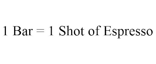 1 BAR = 1 SHOT OF ESPRESSO