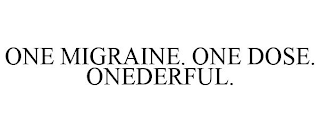 ONE MIGRAINE. ONE DOSE. ONEDERFUL.