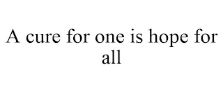 A CURE FOR ONE IS HOPE FOR ALL