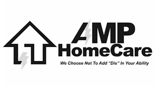 AMP HOMECARE, "WE CHOOSE NOT TO ADD "DIS" IN YOUR ABILITY"
