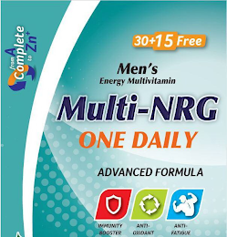 MEN'S ENERGY MULTIVITAMIN MULTI-NRG ONE DAILY ADVANCED FORMULA IMMUNITY BOOSTER ANTI-OXIDANT ANTI-FATIGUE FROM A COMPLETE TO ZN+ 30+15 FREE