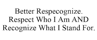 BETTER RESPECOGNIZE. RESPECT WHO I AM AND RECOGNIZE WHAT I STAND FOR.