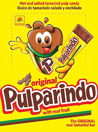 HOT AND SALTED TAMARIND PULP CANDY DULCE DE TAMARINDO SALADO Y ENCHILADO DE LA ROSA P ORIGINAL PULPARINDO WITH REAL FRUIT ORIGINAL PULPARINDO WITH REAL FRUIT THE ORIGINAL REAL TAMARIND BAR