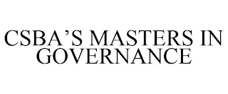 CSBA'S MASTERS IN GOVERNANCE