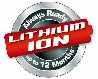 LITHIUM ION ALWAYS READY UP TO 12 MONTHS