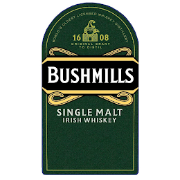 1608 ORIGINAL GRANT TO DISTIL OLD BUSHMILLS WORLD'S OLDEST LICENSED WHISKEY DISTILLERY BUSHMILLS SINGLE MALT IRISH WHISKEY