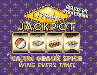 MARTY'S JACKPOT CAJUN GEAUX SPICE WINS EVERY TIME! GEAUX ON EVERYTHING