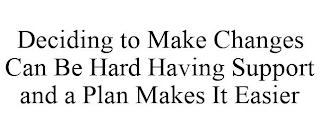 DECIDING TO MAKE CHANGES CAN BE HARD HAVING SUPPORT AND A PLAN MAKES IT EASIER