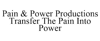 PAIN & POWER PRODUCTIONS TRANSFER THE PAIN INTO POWER