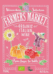 WINEMAKERS SELECTION FARMERS MARKET ORGANIC ITALIAN WINE FROM FARM TO TABLE VEGAN 750ML ALC 13.5%