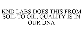 KND LABS DOES THIS FROM SOIL TO OIL, QUALITY IS IN OUR DNA