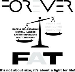 FOREVER FAT FIGHTING ACHIEVING THRIVING RAPE & MOLESTATION MENTAL ILLNESS EATING DISORDERS BODY SHAMING IT'S NOT ABOUT SIZE, IT'S ABOUT A FIGHT FOR LIFE!