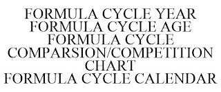 FORMULA CYCLE YEAR FORMULA CYCLE AGE FORMULA CYCLE COMPARSION/COMPETITION CHART FORMULA CYCLE CALENDAR