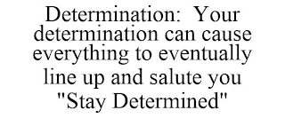 DETERMINATION: YOUR DETERMINATION CAN CAUSE EVERYTHING TO EVENTUALLY LINE UP AND SALUTE YOU "STAY DETERMINED"