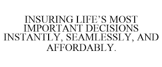 INSURING LIFE'S MOST IMPORTANT DECISIONS INSTANTLY, SEAMLESSLY, AND AFFORDABLY.