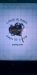 LOVE IS PAIN AND PAIN IS LOVE GREETINGS SURROUNDING THE HEARR