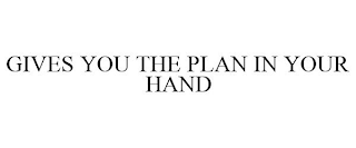 GIVES YOU THE PLAN IN YOUR HAND