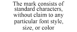 THE MARK CONSISTS OF STANDARD CHARACTERS, WITHOUT CLAIM TO ANY PARTICULAR FONT STYLE, SIZE, OR COLOR