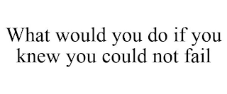 WHAT WOULD YOU DO IF YOU KNEW YOU COULD NOT FAIL