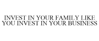 INVEST IN YOUR FAMILY LIKE YOU INVEST IN YOUR BUSINESS