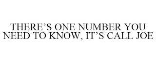 THERE'S ONE NUMBER YOU NEED TO KNOW, IT'S CALL JOE