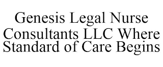 GENESIS LEGAL NURSE CONSULTANTS LLC WHERE STANDARD OF CARE BEGINS