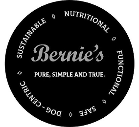 BERNIE'S PURE, SIMPLE AND TRUE. SUSTAINABLE NUTRITIONAL FUNCTIONAL SAFE DOG-CENTRIC