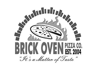 BRICK OVEN PIZZA CO. EST. 2004 'IT'S A MATTER OF TASTE '