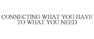 CONNECTING WHAT YOU HAVE TO WHAT YOU NEED