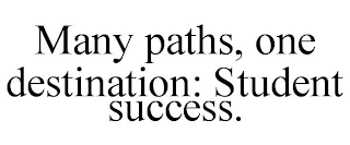 MANY PATHS, ONE DESTINATION: STUDENT SUCCESS.
